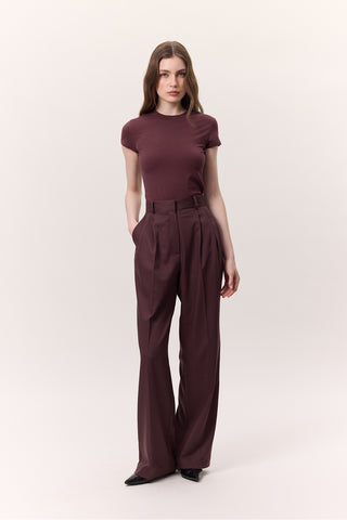 Wide-Leg Palazzo Trousers Burgundy