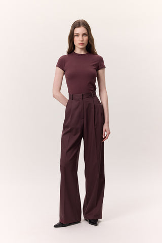 Wide-Leg Palazzo Trousers Burgundy