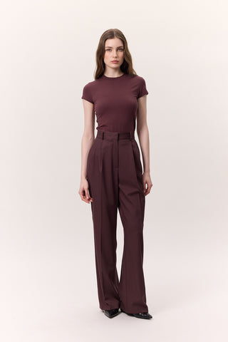 Wide-Leg Palazzo Trousers Burgundy