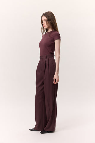 Wide-Leg Palazzo Trousers Burgundy