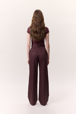 Wide-Leg Palazzo Trousers Burgundy