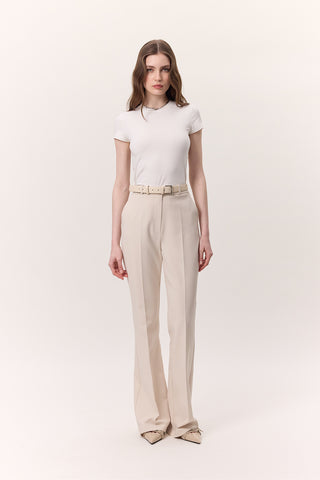 Premium Flared Fit Trousers Stone