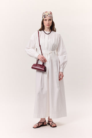 Ruched Detail Oversized Shirt Dress Ecru