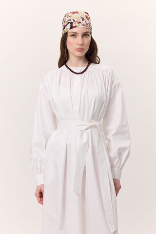 Ruched Detail Oversized Shirt Dress Ecru