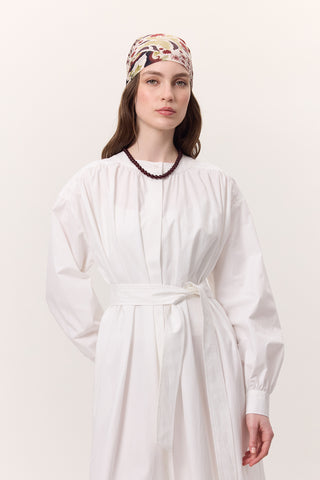 Ruched Detail Oversized Shirt Dress Ecru