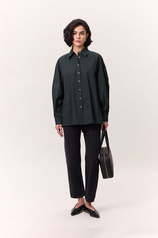 Wide Sleeve Shirt Navy Blue