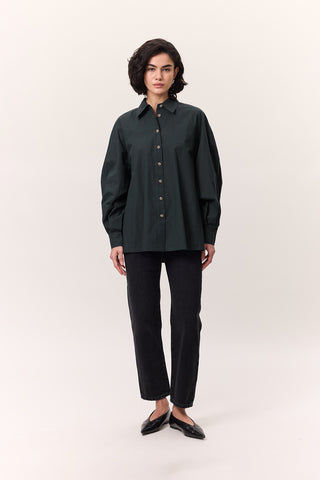 Wide Sleeve Shirt Navy Blue
