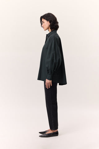 Wide Sleeve Shirt Navy Blue