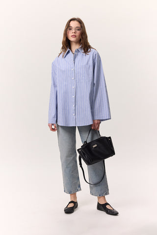 Wide-Sleeve Patterned Shirt Striped
