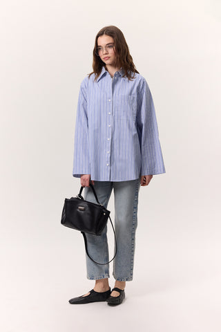 Wide-Sleeve Patterned Shirt Striped