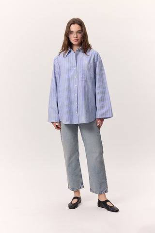 Wide-Sleeve Patterned Shirt Striped