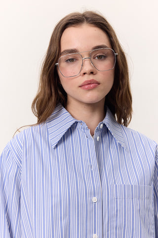 Wide-Sleeve Patterned Shirt Striped