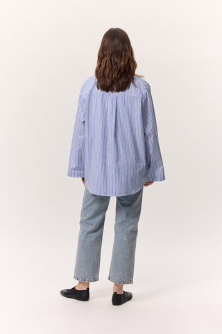 Wide-Sleeve Patterned Shirt Striped