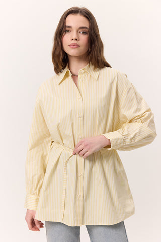 Striped Belted Shirt Yellow