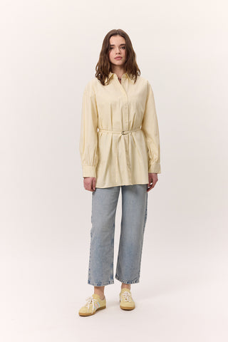 Striped Belted Shirt Yellow