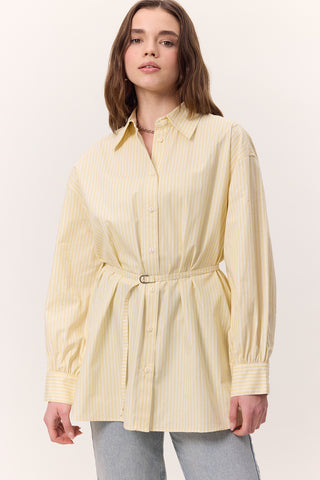 Striped Belted Shirt Yellow