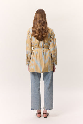 Striped Belted Shirt Camel