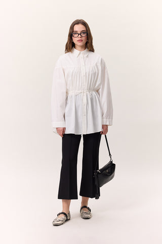 Contrast Stitch Flared Pants Black