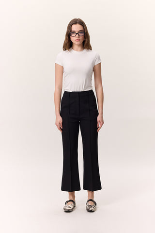 Contrast Stitch Flared Pants Black