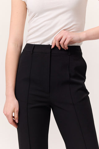 Contrast Stitch Flared Pants Black