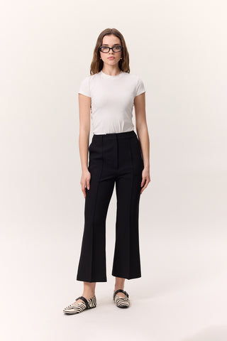 Contrast Stitch Flared Pants Black