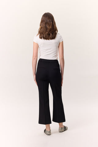 Contrast Stitch Flared Pants Black