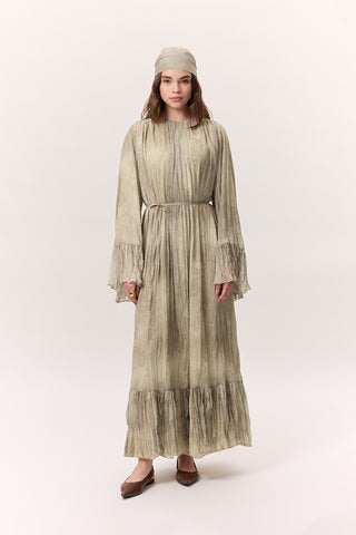 Patterned Crushed Tiered Dress Ruby