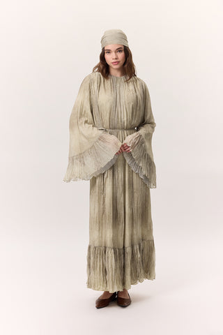 Patterned Crushed Tiered Dress Ruby