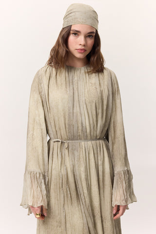 Patterned Crushed Tiered Dress Ruby