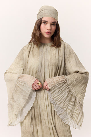 Desenli Ezilmiş Katmanlı Elbise Ruby