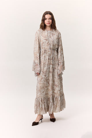 Patterned Crushed Tiered Dress Sophia Salmon