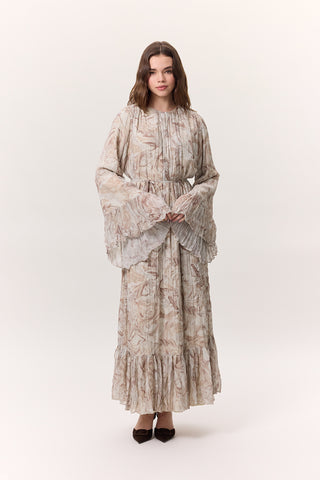 Patterned Crushed Tiered Dress Sophia Salmon