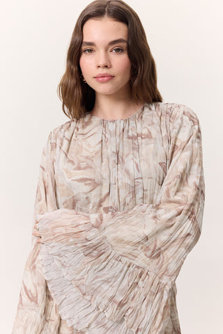 Patterned Crushed Tiered Dress Sophia Salmon