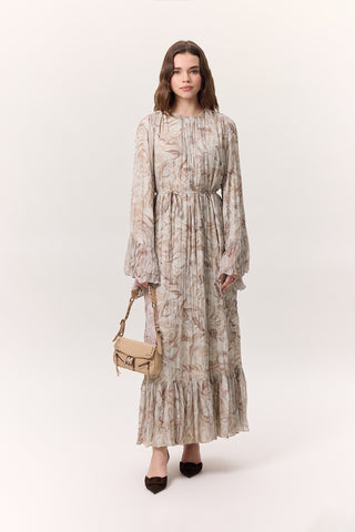 Patterned Crushed Tiered Dress Sophia Salmon