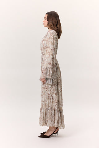 Patterned Crushed Tiered Dress Sophia Salmon