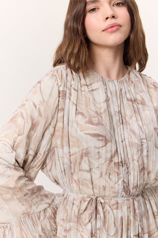 Patterned Crushed Tiered Dress Sophia Salmon