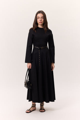 Structured Panel Dress Black