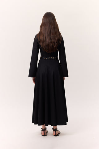 Structured Panel Dress Black