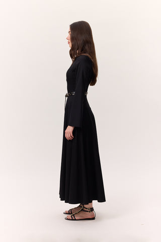Structured Panel Dress Black