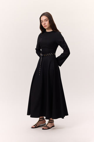 Structured Panel Dress Black