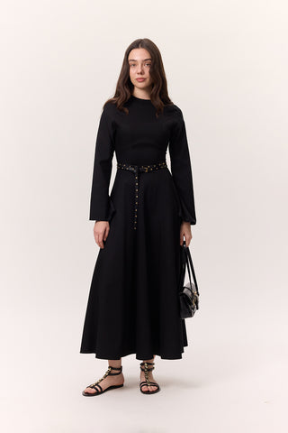 Structured Panel Dress Black