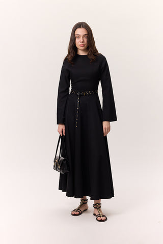 Structured Panel Dress Black