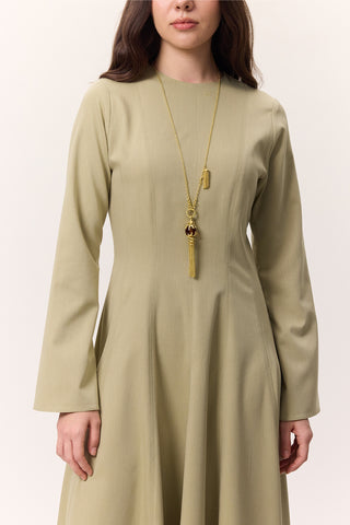 Structured Panel Dress Soft Green