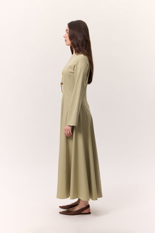 Structured Panel Dress Soft Green