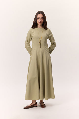 Structured Panel Dress Soft Green