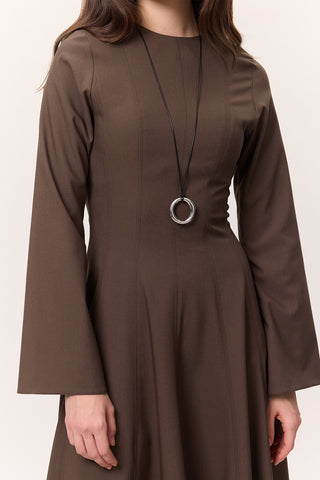 Structured Panel Dress Brown