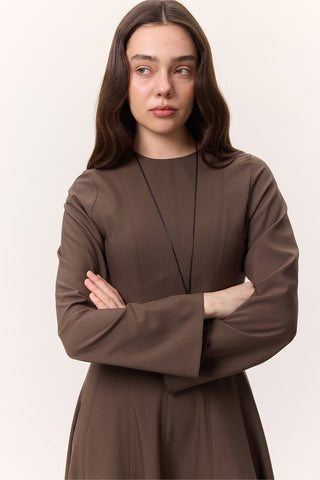 Structured Panel Dress Brown