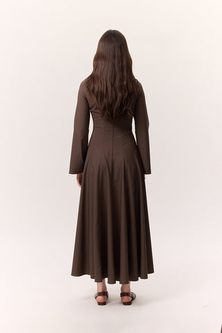 Structured Panel Dress Brown