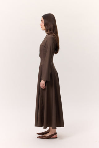 Structured Panel Dress Brown
