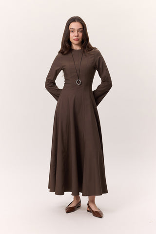 Structured Panel Dress Brown
